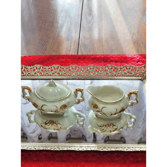 Vintage Lefton Gold Wheat Mini Sugar & Creamer, Individual Luncheon - Picture 1 of 5